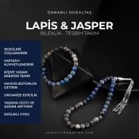 Lapis Lazuli-Jasper Doğal Taş Tesbih Bileklik Seti