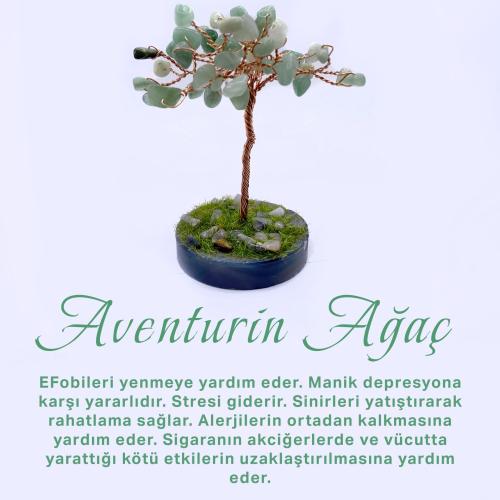 Aventurin Doğal Taş Ağaç- Akik Taşı Zemin Üzerine